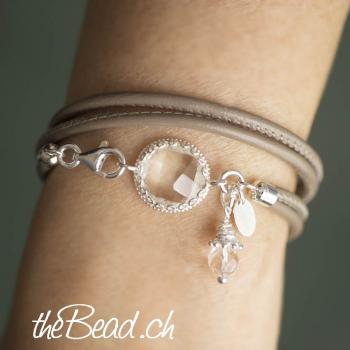 Lederarmband mit facettiertem BERGKRISTALL