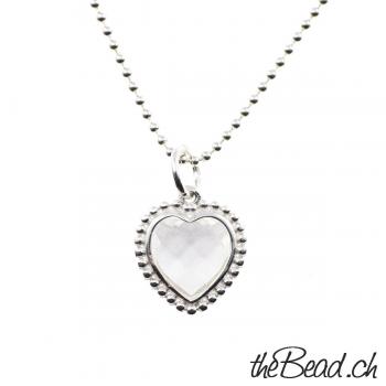 Crystal heart necklace made of 925 sterling silver