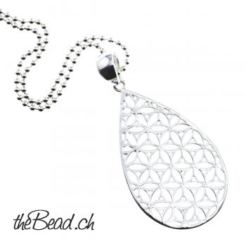 silver collier with flower of life pendant