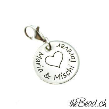 Charm engraving 925 sterling silver Monogramm