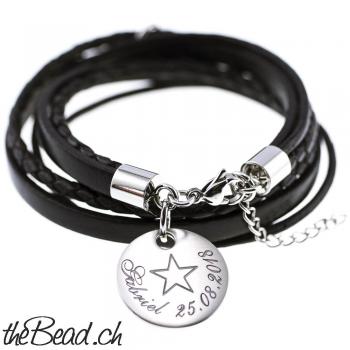 ONE SIZE Herrenarmband mit Namens - Gravur - Anhänger !