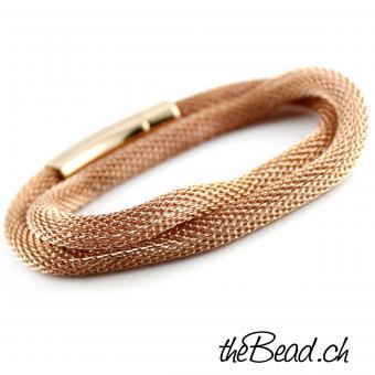 Preview: Rosegoldfarbenes Edelstahlarmband, Verschluss Gravur möglich! Preview: rosegold