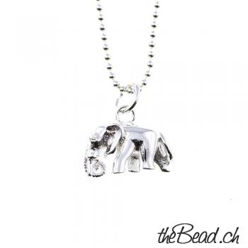 925 Sterling Silber Halskette mit Elefanten - Anhänger