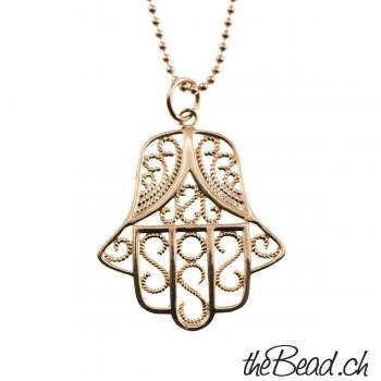 silver collier FATIMA HAND pendant rosegold plated