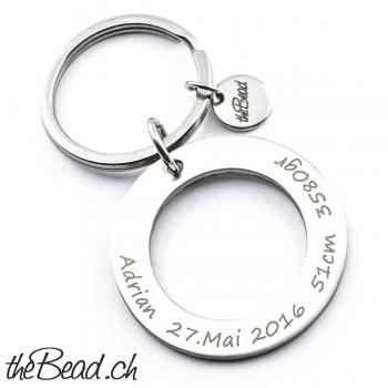 Key chain engraved, made of stainless steel