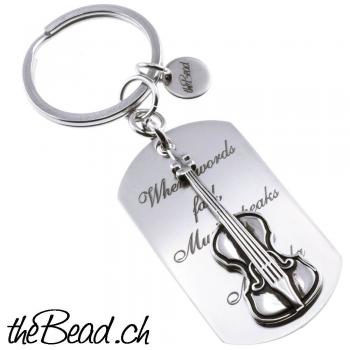 violin keychain with personal engraving