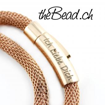 Preview: Rosegoldfarbenes Edelstahlarmband, Verschluss Gravur möglich! Preview: Schmuckverpackung von thebead
