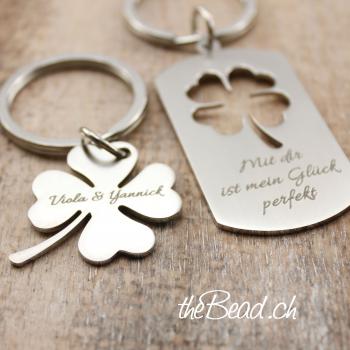 four leaf keychain made of stainless steel