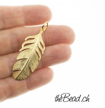 feather gold plated pendant