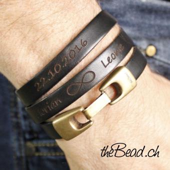 thebead engraved leather bracelet for him and her