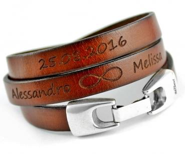 thebead engraved leather bracelet