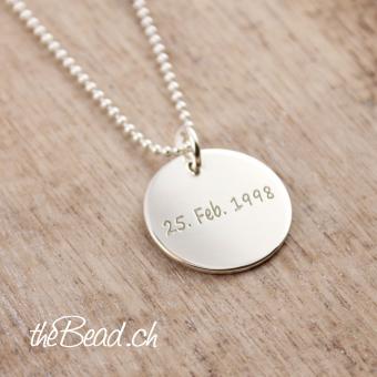 engraved Necklace 925 sterling silver