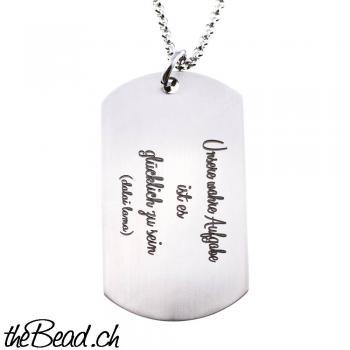 Halskette DOG TAG mit Gravur Anhänger