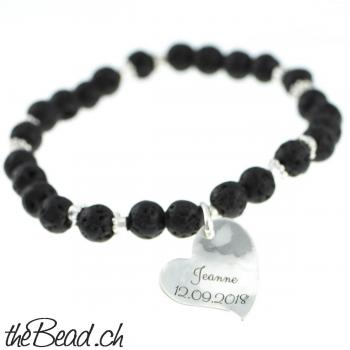 LAVA bracelet with heart pendant