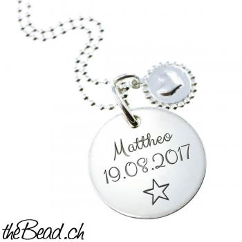 925 sterling silver necklace with engraved pendant