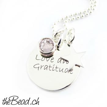 Silver Necklace with engraved name pendant