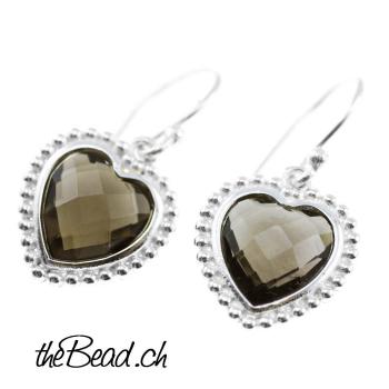 HEART smoky quarz earrings