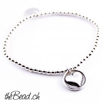 Silver bracelet with heart , made of sterling silver