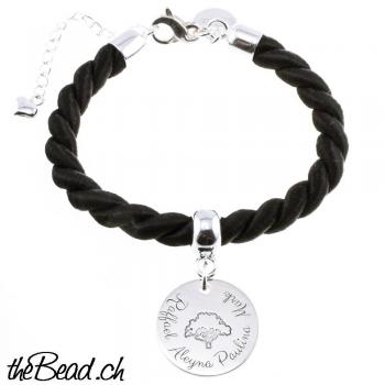 Cotton Cord bracelet with engraved pendant