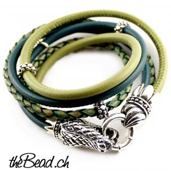 Leather Bracelet CROCODILE 925 Silver