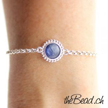 silver bracelet with KYANITE