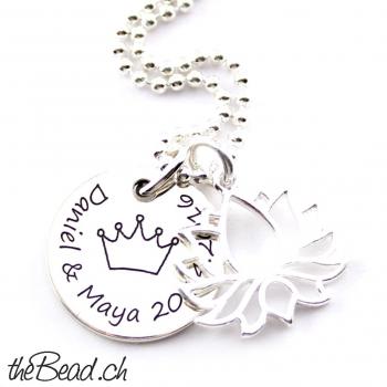 LOTUS necklace silver made 925 sterling