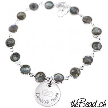 labradorit facettiert silberperlen armband von thebead