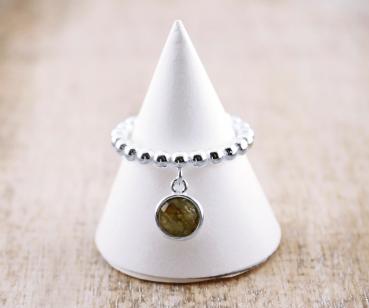 Silber Fingerring mit  Regenbogen Mondstein