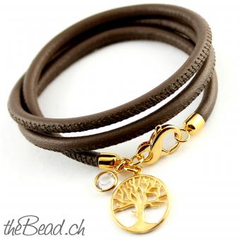 Real Leather bracelet with TREE OF LIFE pendant