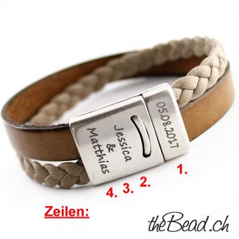 Leather Bracelet with clasp engraving