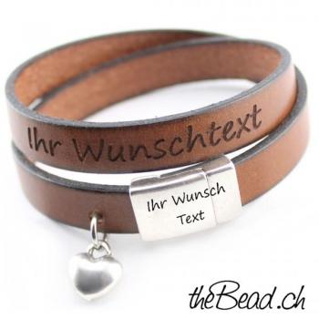 Lederarmband HERZ mit Wunschgravur