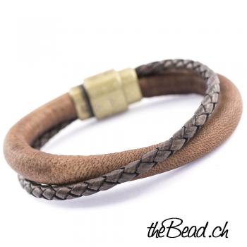 Herren lederarmband für ihn in hellbraun theBead