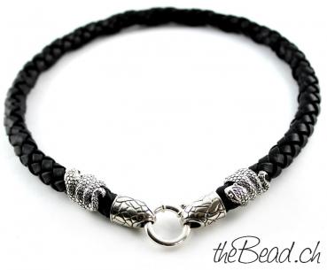 leather necklace with 925 sterling silver