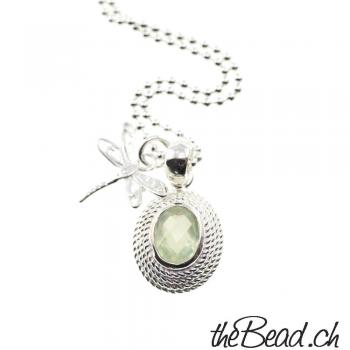 925 Sterling silver prehnite  necklace