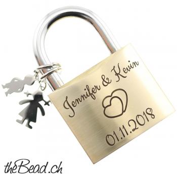 Liebesschloss BOY & GIRL, beidseitige Gravur möglich!
