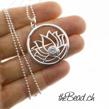silver lotus pendant necklace