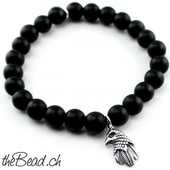 adler anhänger matte schwarze perlen armband und herrenarmband online kaufen