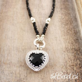 onyx necklace with silver pearls sterling silver by thebead