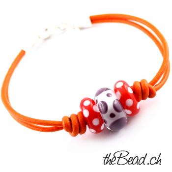 Lederarmband JUICE mit UNIKAT Glasperlen