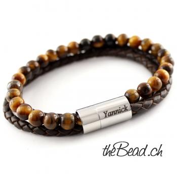 GAVU Herrenarmband Mit Muschel- & Hämatitperlen – Verstellbar, 20+3 Cm, In Geschenkbox