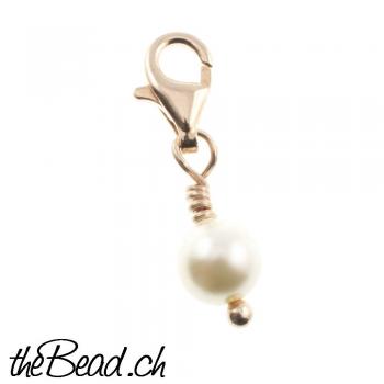 Charm PEARL rose gold plated