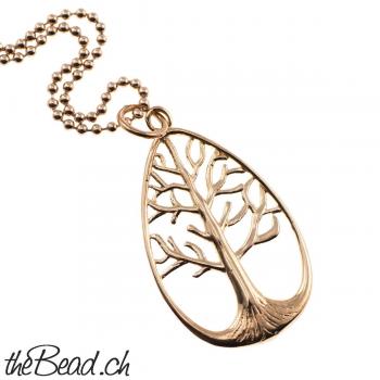 Halskette BAUM DES LEBENS, Rosegold vergoldet