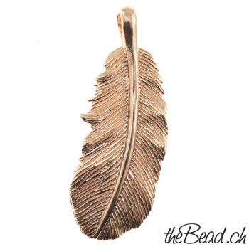 Silver Feather Pendant rose gold plated