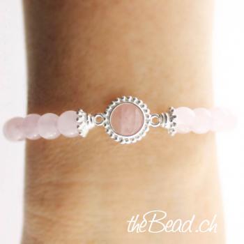 bracelet with rose quarze & Sterling Silver