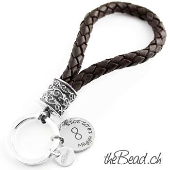 leather and silver memory with engraving