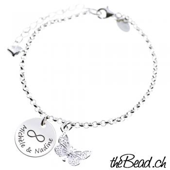 schmetterling 925 sterling silber armband und herzchen anhänger