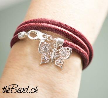 Rose Kristall Lederarmband Damen theBead