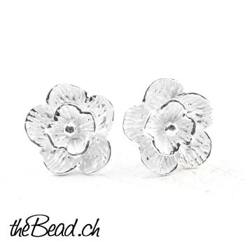 cute rose earrings made of sterling silver