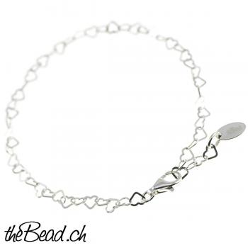 silver bracelet hearts