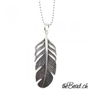 Silver Necklace with feather pendant